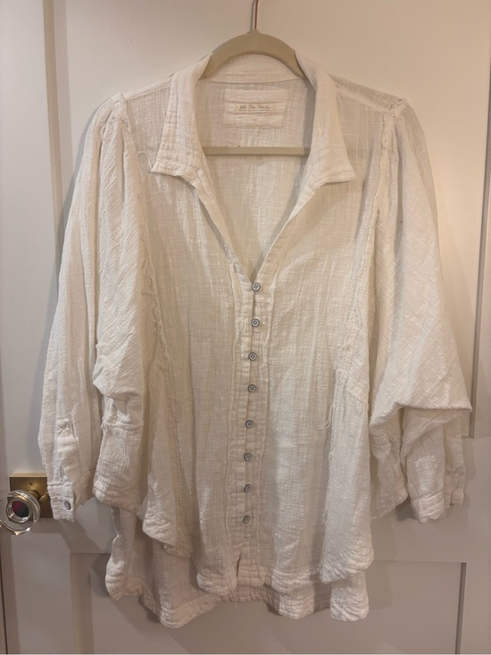 Free People Tops - Free People White Gauze Button-Front Shirt
